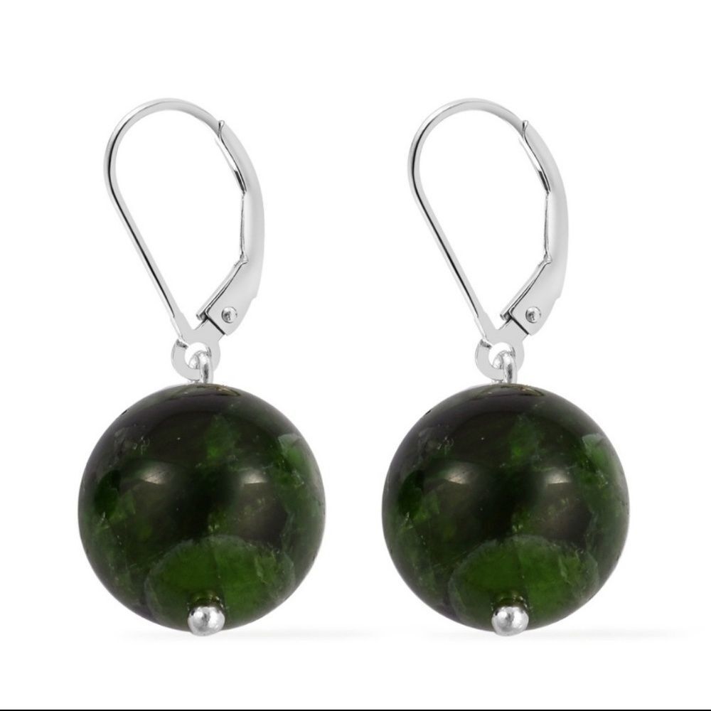 Russian Diopside Earrings 925 Sterling Silver